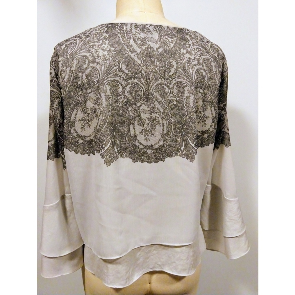 BCBGMaxAzria Blouse Long Sleeve Gray Grey LG - Picture 5 of 8